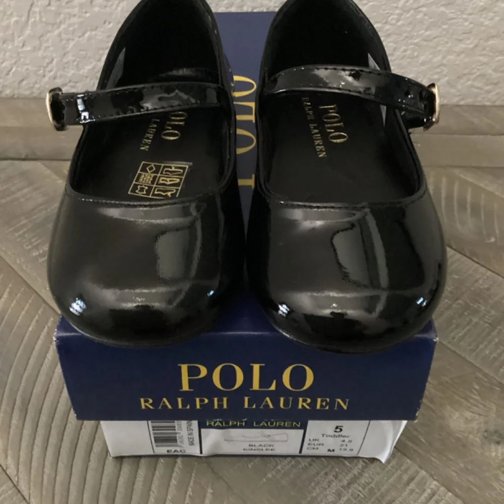 POLO RALPH LAUREN Toddler Girls Kinslee Leather Flats, size 5
